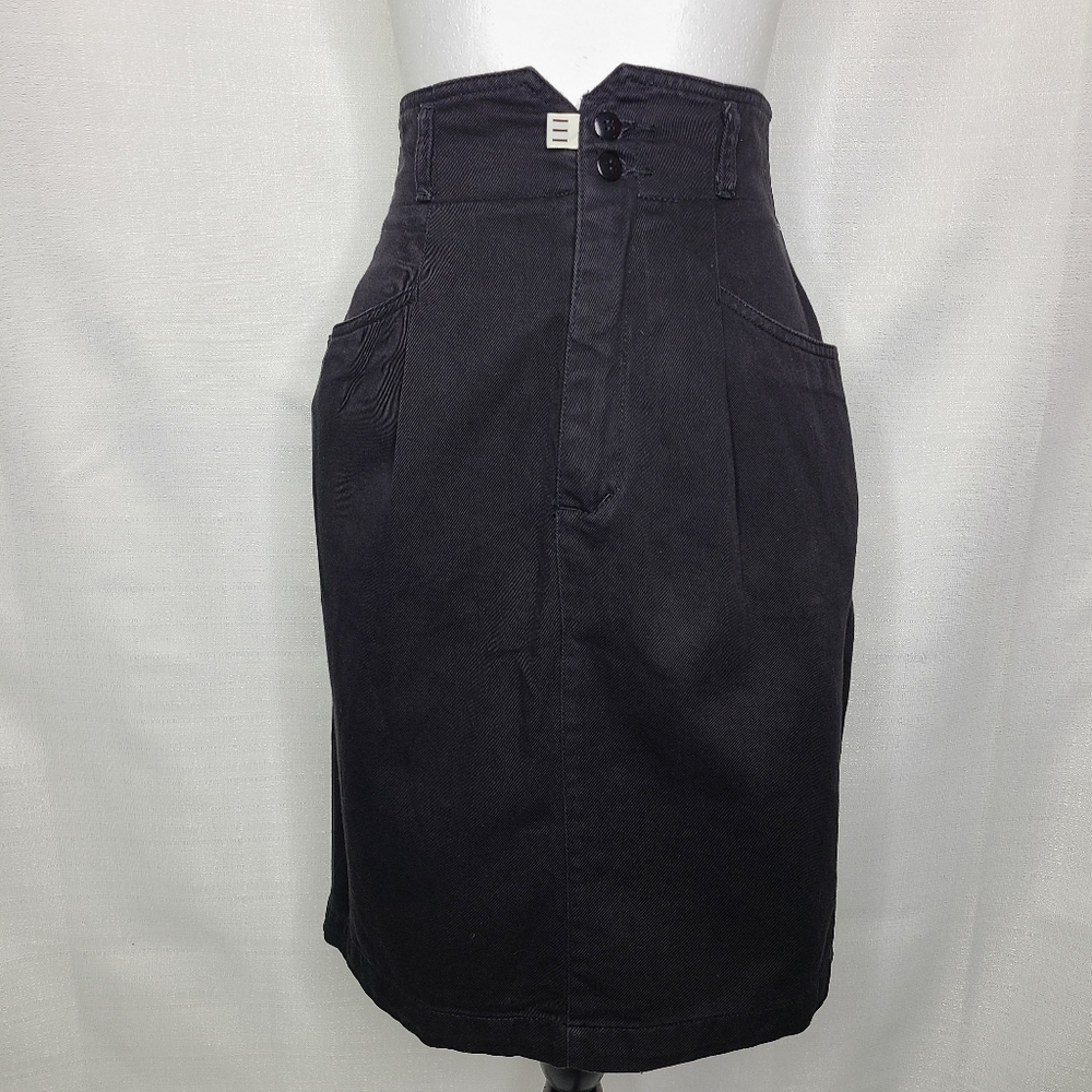 Vintage 1980s Esprit Sport Pencil Skirt Vintage Size 5 Black 100% Cotton